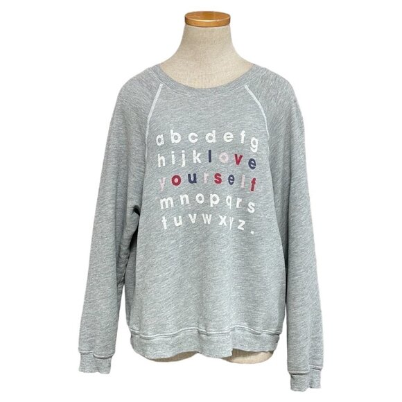 Wildfox Pullover Sweater Love Yourself Collegiate Gray Size Small S - Picture 1 of 13
